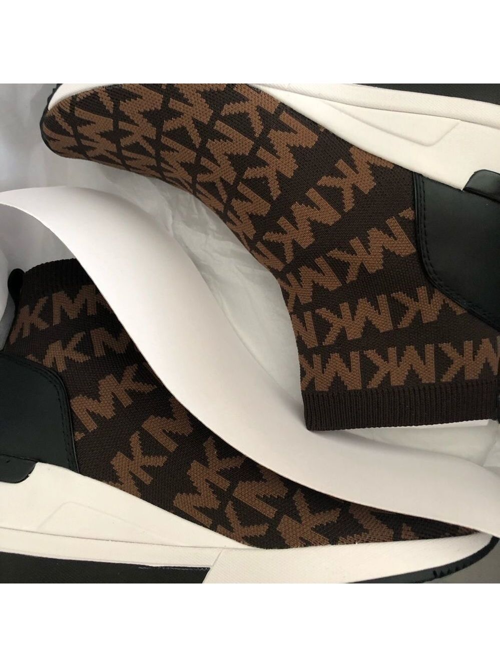 Michael Kors Skyler Logo Chocolate Stretch Knit Sock size 8.5 - Picture 6 of 7